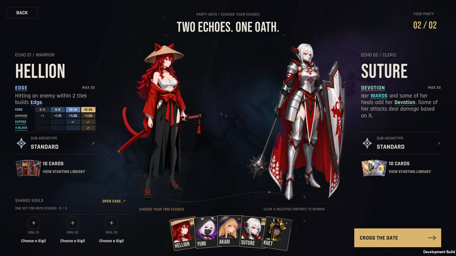 Hellion and Suture on the Party Oath screen.